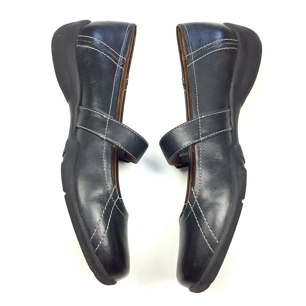 Naturalizer Mary Jane Flats Women 8.5 Black Leather Comfort Shoes Dark Academia - Picture 4 of 12